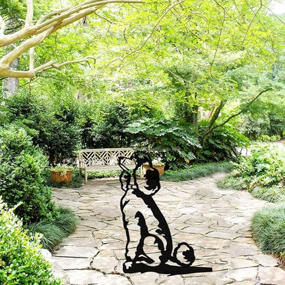 Adorable Dog Stake Decoration Yard Garden Outdoor Poodle Lawn Decor Metal Art Dog Silhouette Decoration Steel Dogs Statue Adorable Ornament Gift (Poodle)