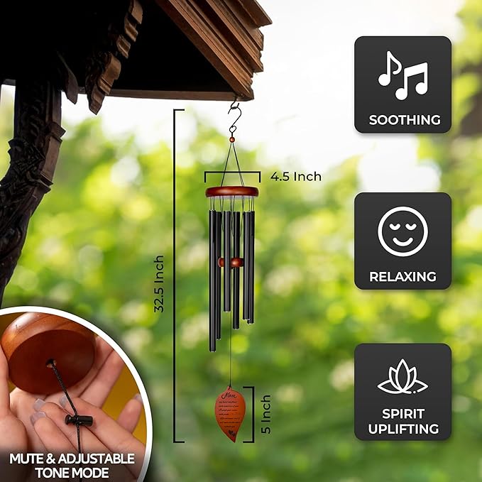Memorial Wind Chimes for Loss of Mother - 32.5” Windchimes for Mom Memorial - Prime Memorial Gifts for Loss of Mom Wind Chime, Memorial Wind Chimes for Mom, Finest Bereavement Gifts for Loss of Mother
