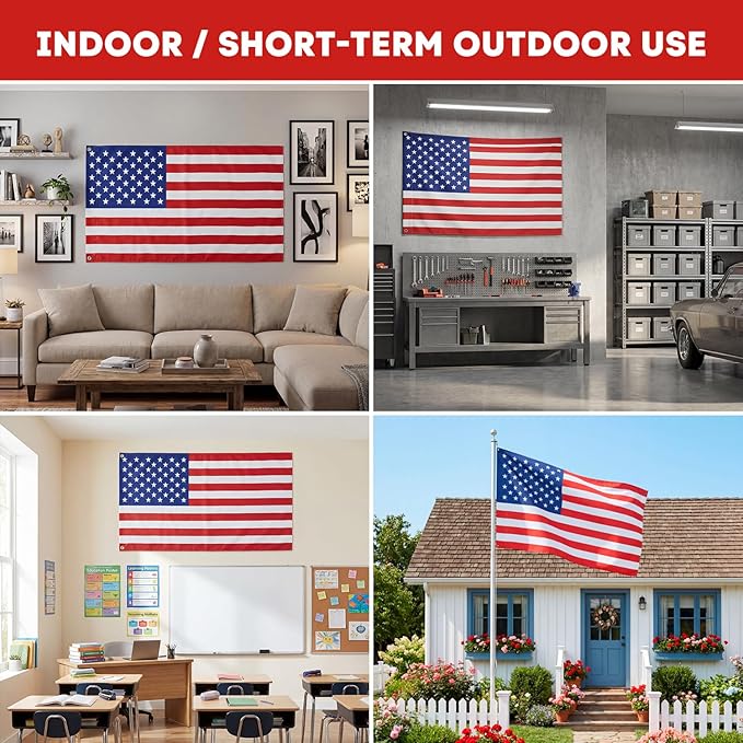 AVOIN colorlife Stars and Stripes US American Flag 3x5 FT Both Sides for Outside, 4th of July Patriotic Memorial Day Large House Flag Yard Outdoor Decoration