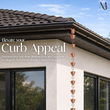 Monarch Rain Chains Pure Copper Hammered Cup Rain Chains for Gutters – 8.5 ft Decorative Rainchain Outdoor Durable Heavy Duty Gutter Chain Downspout Replacement, Modern Rainchains for Outside