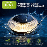 Solar Deck Lights Outdoor - IP67 Waterproof Solar Driveway Dock Lights, 12PK Solar Pthway Lights, Outdoor Warning Step Lights for Driveway Sidewalk Garden Pathway Yard Stair Backyard Decor(Warm White)