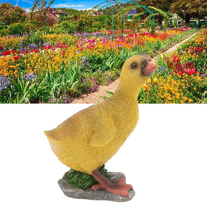 Cute Statues Resin Duck Figurine Furry Ducks True Colors Garden Statue Anti Fading Backyard Decor(Gray)