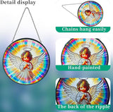 Praying Angel Decor Handmade Stained Glass Rainbow Maker Stained Glass Suncatchers W/Metal Chain - Spiritual Angelic Gift for Women Christmas Thanksgiving Housewarming Gifts