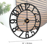 14 Inch Outdoor Clock for Patio, Large Poolside Wall Clock, Vintage European Industrial Skeleton Metal Clock, Silent Non-Ticking Battery Operated Outdoor Clock for Garden, Backyard, Porch or Fence