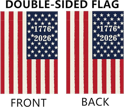 250 Years America Anniversary Garden Flag, Double-sided 1776-2026 USA Flag Patriotic 4th of July Yard Sign for Outdoor Independence Day Decoration