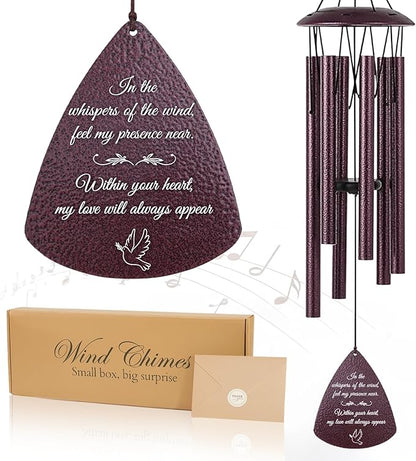 Memorial Wind Chimes for Loss of Loved One, 33.5 Inch Wind Chimes for Outside, Windchimes in Memory of a Loved One, Sympathy Wind Chimes, Bereavement Remembrance Funeral Gift