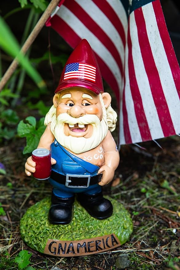 BigMouth Inc Gnamerica Garden Gnome Statue, Outdoor Lawn & Yard Figurine Sculpture Decorations for America Lovers, Funny Political Gag Gift
