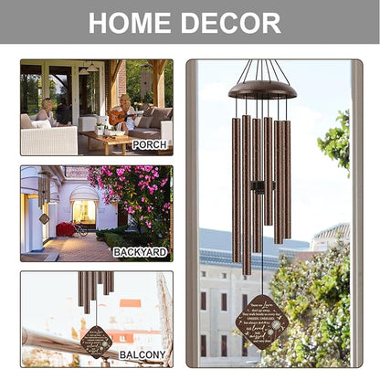 Memorial Sympathy Wind Chimes for Outside Clearance, Dragonfly Wind Chimes for Loss of Loved One Mother Father for Bereavement/Condolence/Funerary Gift Idea,32inch Bronze