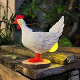 Solar Garden Statues Outdoor Decor, Miniature Chicken Egg Lamp Figurine Mother’s Day Decorations Chickens Lights with Egg in Butt LED 3D Sculpture for Patio, Lawn - Unique Christmas Housewarming Gift