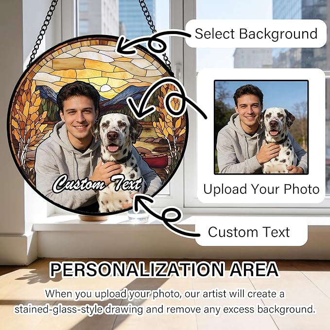 Personalized Custom Photo Faux Stained Glass Window Hanging - Nana Gifts Customized Memorial Ornaments Suncatchers Christmas Birthday Mother's Day for Lovers Women Men Dad Mom Grandma
