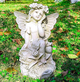 12.8" Outdoor Angel Fairy Statue for Garden – Resin Fairy Figurine, Weather-Resistant Yard Art Decor, Garden Angel Sculpture, Patio Lawn Ornament, Gift for Mom, Grandma, White Finish