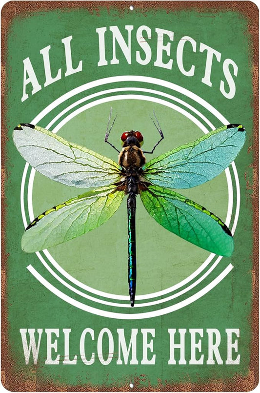 Vintage Garden Signs all pollinators welcome here Retro Yard Metel Tin Signs outdoor Aluminium Wall Decor