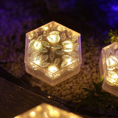 6 Pack Hexagram Bricks Outdoor Solar Powered LED In Ground Pathways Patio Yard Garden Glow Lights Decor