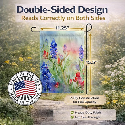 Caroline's Treasures Texas Bluebonnets in Watercolor Garden Flag Mailbox Flag Decorative Yard Flag Banner Outside Patio Artwork Yard Flower Beds, Garden Size, Multicolor