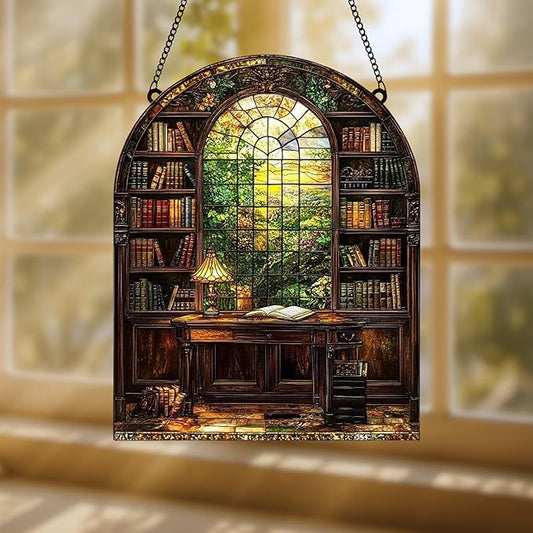 Library Books Bookish Acrylic Suncatcher, Book Suncatchers for Window Hangings, Bookish Gifts for Readers Book Lovers Bookworm, Gift for Mother's Day, Women, Mom, Wife, Grandma