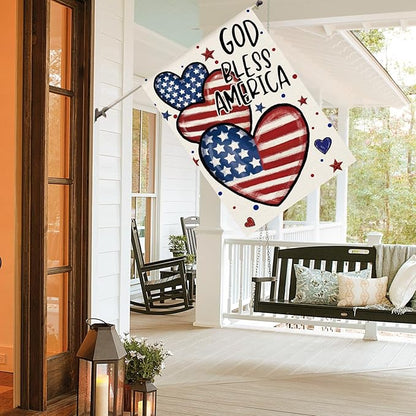 AVOIN colorlife God Bless America 4th of July Patriotic House Flag 28x40 Inch Double Sided Outside, American Stars and Stripes Memorial Day Yard Outdoor Decoration