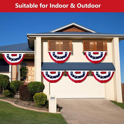 2 x 4 Ft American Bunting Flags Outdoor,US Flag Bunting for Outside, Patriotic Half Fan Bunting Flag Indoor Outdoor for 4th of July Independence Day Memorial Day (Set of 6)