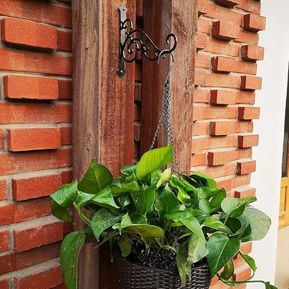 Metal Hanging Planter Bracket, 2 Pack Wall Hooks for Hanging Birds Feeders, Latern, Wind Chimes, Coat, Decorative Indoor Outdoor (Black-6in)