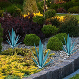 Metal Agave Plants Outdoor Decor with Stake, Rustic Metal Cactus Yard Art, Waterproof Yard Sculpture Outdoor for Garden Patio Lawn Home Decor, Blue, Small, Sculpture