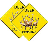 Deer Crossing Sign, 2-Pack 12"X12" Metal Wall Decor, Rustic Style, Yellow, Easy to Install, Durable