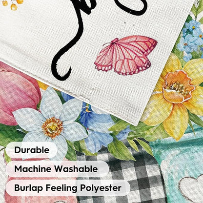 AVOIN colorlife Hello Spring House Flag 28x40 Inch Double Sided Outside, Floral Mason Jar Holiday Yard Outdoor Flag