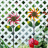 2 Pack Flower Wind Spinners Outdoor, Colorful Wind Sculptures & Spinners with Stake, Metal Windmill for Yard Patio Lawn Garden Decor, 31 x 8 Inches