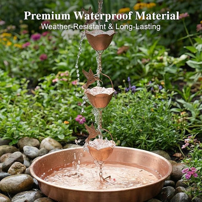 Metal Rain Chain Decoration 7.85FT., Rain Catcher Metal Chain Gutter Downspout 94'' for House Eaves, Garden & Home, Flying Bird and Flower Shape Rain Chains