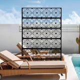 Metal Privacy Screen, 72" H x 44" W Freestanding Privacy Screens, Patio Decorative Metal Fence Panels with Stand, Portable Divider Screens, for Backyard/Patio/Deck (Black-Print, 72''H×44''W)