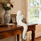 Mermaid Statue Outdoor, Large 25.6 Inch Garden Sculpture Figurines for Lawn and Patio Decor, Durable MGO Stone Yard Art with Weatherproof Finish for Indoor Decor Christmas Gift Antique White