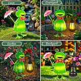 Solar Garden Lights Frog Statue with Solar Lantern Lights,15.62 in Tall Frog Garden Decor,Outdoor Forg Figurines Decorations for Patio Yard Lawn Ornaments Gifts for Birthday Housewarming Mother's Day