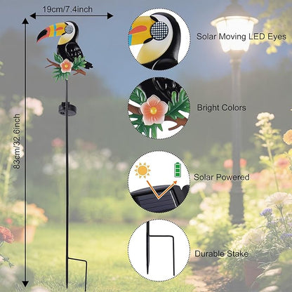 Romart Solar Stake Lights Outdoor Waterproof, Toucan Solar Garden Path Light with Rotating Light-Up Eyes, Decorative Yard Lawn Landscape Decor