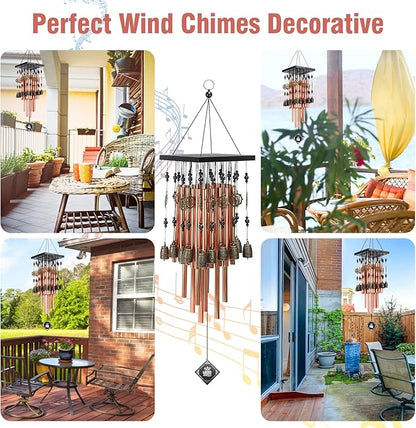 Wind Chimes for Outside,30" Memorial Wind Chimes with 28 Pieces Tubes and 16 Copper Bell for Garden, Patio,Window Hanging Decoration, Bronze Memorial Sympathy Gifts for Mom