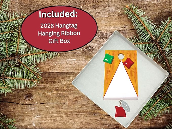 Cornhole Game Ornament, Baggo, Bean Bag Toss Game Ornament - Easy to Personalize at Home - Comes in a Gift Box