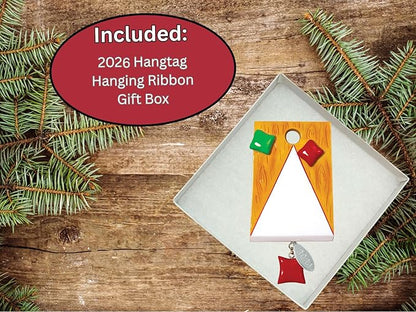 Cornhole Game Ornament, Baggo, Bean Bag Toss Game Ornament - Easy to Personalize at Home - Comes in a Gift Box