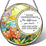 Thank You Gifts, Stained Glass Suncatcher Ornament, Window Hanging, Going Away/Goodbye, Appreciation, Retirement Gifts for Women, Men, Coworker, Boss, Friend | Retirement Party Decorations - Style B