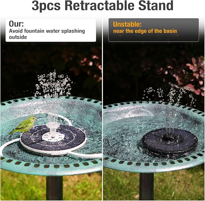 AISITIN 3.5W Solar Fountain Pump, LED Lighting Solar Water Pump Floating Fountain with 6 Nozzles, 1500mAh Battery Backup for Bird Bath, Fish Tank, Pond or Garden Decoration Solar Aerator Pump