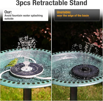 AISITIN 3.5W Solar Fountain Pump, LED Lighting Solar Water Pump Floating Fountain with 6 Nozzles, 1500mAh Battery Backup for Bird Bath, Fish Tank, Pond or Garden Decoration Solar Aerator Pump