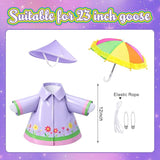 DECOHS 3 Pcs/Set Raincoat Porch Goose Outfits, Summer Lawn Goose Statue Raincoat Costume, Yard Goose Clothes Raincoats Umbrella Hat Outfit for 23" Statue Patio Garden Decoration (Purple)