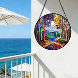 DASTOLL Stained Glass Window Hanging, Colorful Forest Landscape Tree Suncatcher for Doors Window Home Abstract Sun Catchers Decoration Mother's Day Birthday Gifts for Women, Men, and Mom 9.8 in