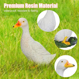 Duck Resin Statue,Resin Goose Sculpture Statue Front Porch Garden Decor for Outside Imitation Wood Carving, Funny Animal Decorations Fairy Craft Yart Art Decor(White)