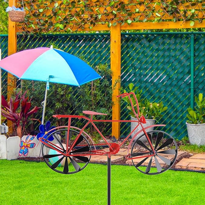 Garden Stake Decoration, Wind Spinners Outdoor Windmill Decor Outdoor Yard Decor, Wind Sculptures Spinners Motorcycle Bike Metal Windmill Garden Stake Decoration for Lawn