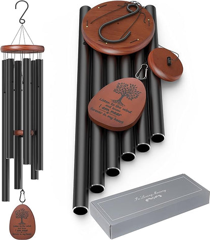 Sympathy Memorial Wind Chimes for Loss of Loved One,41 inch Large Wind Chimes Outside Deep Tone,Ideal Memorial/Bereavement/Sympathy Gift for Condolence and Funeral (Black)