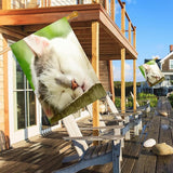 Mugod Sleepy Cat House Flags for Outdoor Decoration, Lovely Cat Face Cute Animal Large Yard Flag Burlap Banner 28 x 40 Double Sided Seasonal Flag Outside