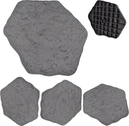 Arcadia Garden Products Set of 4, 16x17” Dark Gray Stepping Stone Fiberclay Pavers, Outdoor Garden Natural Repeatable Pattern Pathway, Faux Stone Decorative Landscaping Walkway