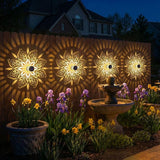 2 Pack Solar Fence Lights Metal Solar Powered Outdoor Wall Deck Step Lights Mandala Theme Waterproof Fence Light for Garden Post Patio Backyard Yard Decor, Gardening Gifts for Women Mom Grandma