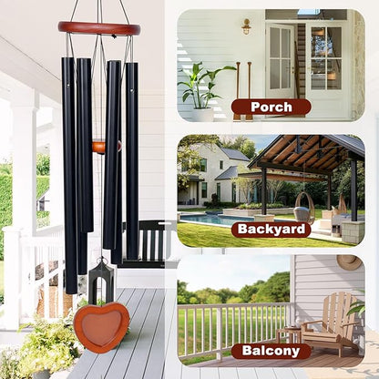 37” Large Deep Tone Wind Chimes Outdoor, Aluminum Metal Tubes, Waterproof Garden Patio Decor, Memorial Sympathy Wind Chime Gift for Mom, Loved Ones