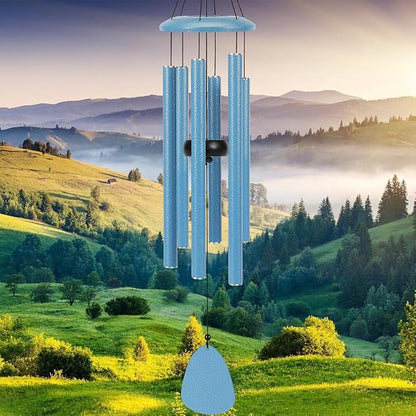 FSVGYY Wind-Chimes-Outdoor-Deep-Tone, Large Soothing Melodic Tones Mobile Windchimes, Wind Chimes for Outside, Memorial Wind Chime Best Gift for Mom Women Grandma Neighbors(32" Blue Coated Aluminum)
