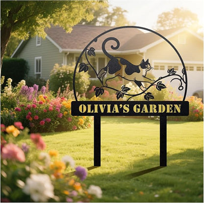 Startop Custom Metal Garden Sign with Stake: Personalized Outdoor Garden Decor - Durable Weatherproof Laser Cut Steel Yard Sign - Rustic Farmhouse Family Name Art for Lawn Patio Balcony & Farm A002