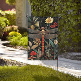 Vintage Dragonfly Floral Garden Flags 12×18 Inch Double Sided Decorative Yard Banner Seasonal Flag for Outdoor Outside Decor