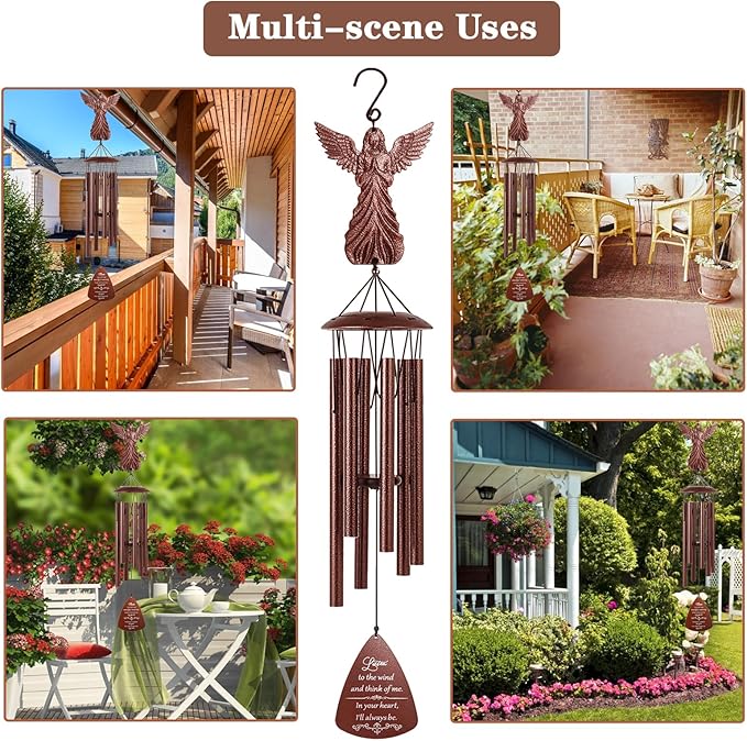VENBEEL Angel Memorial Wind Chime, Memorial Sympathy Gifts for Loss of Love One, Bereavement Condolence Remembrance Gift for Loss of Mom Dad